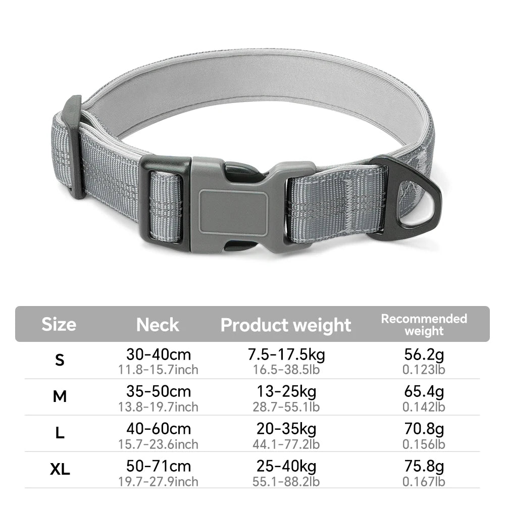 Dog Collar for Medium Dogs,Adjustable Pet Neck Band with Comfortable Soft Padding, Lifetime Durability, Heavy-Duty D-Ring