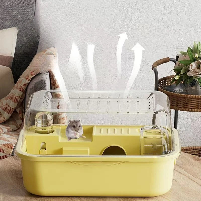 Hamster Cage Chewproof Large Hamster Accessories Cages and Habitats Openable Top with Acrylic Sheets Solid Built