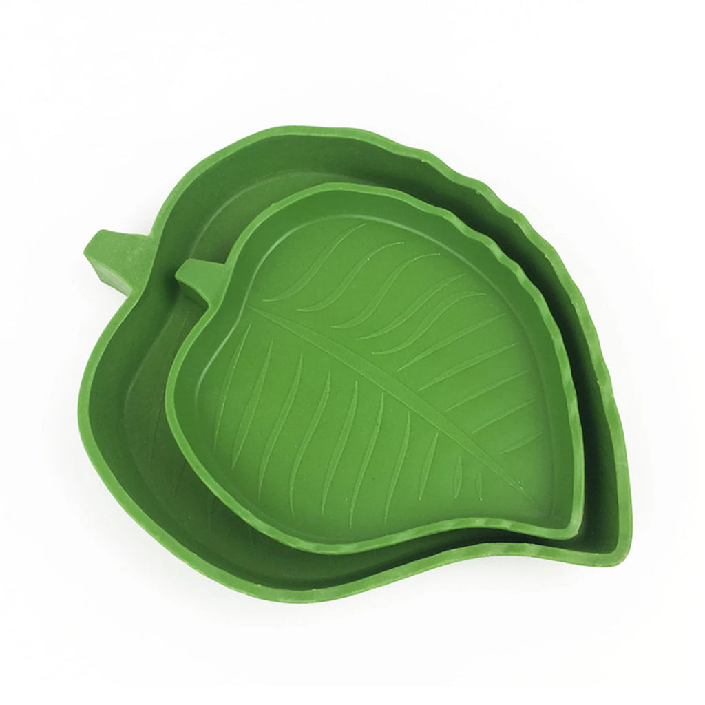 Turtle Water Bowl Leaf Shaped Reptile Food Water Bowl Flat Drinking Bowl Water Plate Reptile Pets Drinking and Eating,