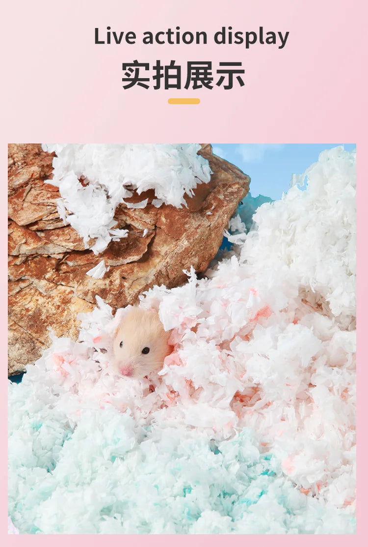 Dust-Free Paper Bedding for Hamsters, Natural Cotton Pad Small Animal Cage Litter, Absorbent Deodorizing Pet Bedding Material