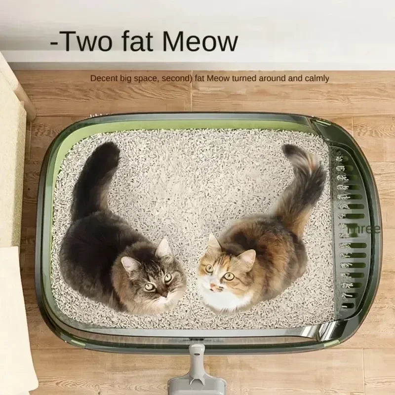 Open Type Cat Litter Box Semi Enclosed Splash Proof and Easy Clean Cat Toilet Cleaning Cat Litter Box with Cat Litter Shovel