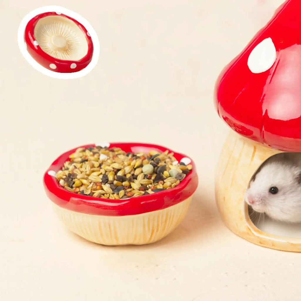 Ceramic Hamster House Multipurpose Durable Creative Furniture Food Bowl for Dwarf Hamster Ferret Hedgehog Gerbils Small Animals