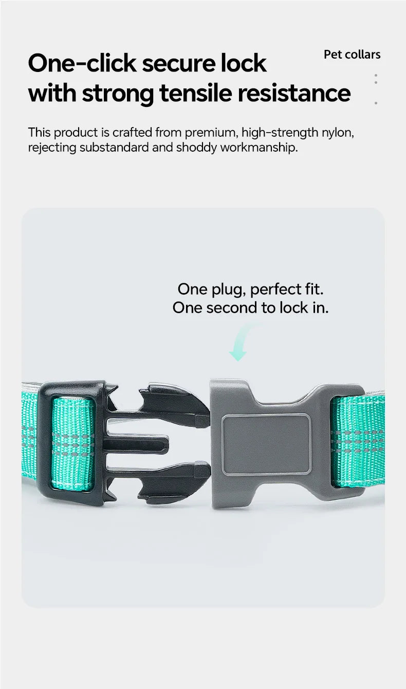 Dog Collar for Medium Dogs,Adjustable Pet Neck Band with Comfortable Soft Padding, Lifetime Durability, Heavy-Duty D-Ring