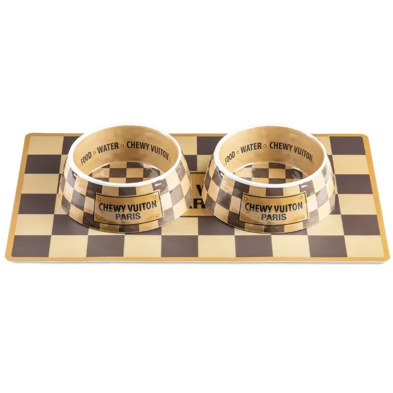 Bowls With Placemat Puppy Cat Feeder Non-slip Crash Luxury Brand Designer Dog BowlFrench Bulldog Bowl For Small Dogs