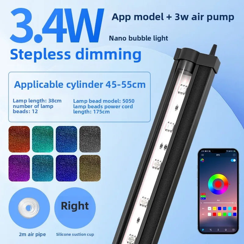 Fish tank Lighting LED waterproof light Color-changing bubble strip with special ornamental colorful lights for oxygenation