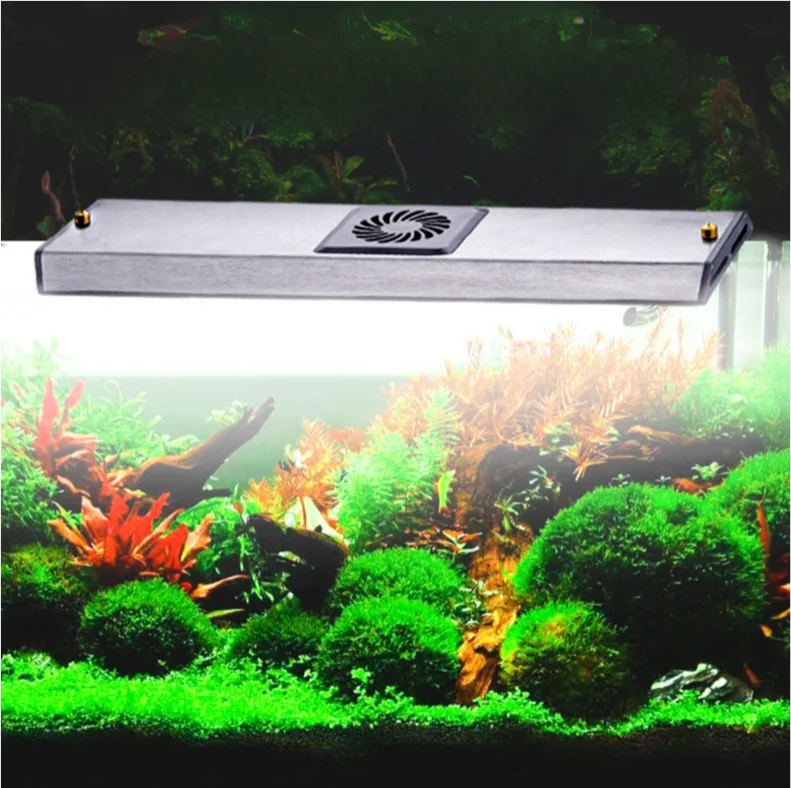 Fish Tank Light Full Spectrum Smart LED Aquarium Lighting Silent Cooling Fan Fish Tank Clamp Light