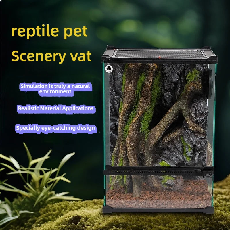 Reptile Terrarium All-in-one Landscape Tank Rainforest Reptile Tank Glass Eco Aquarium Box For Geckos Lizards Turtles Scorpions