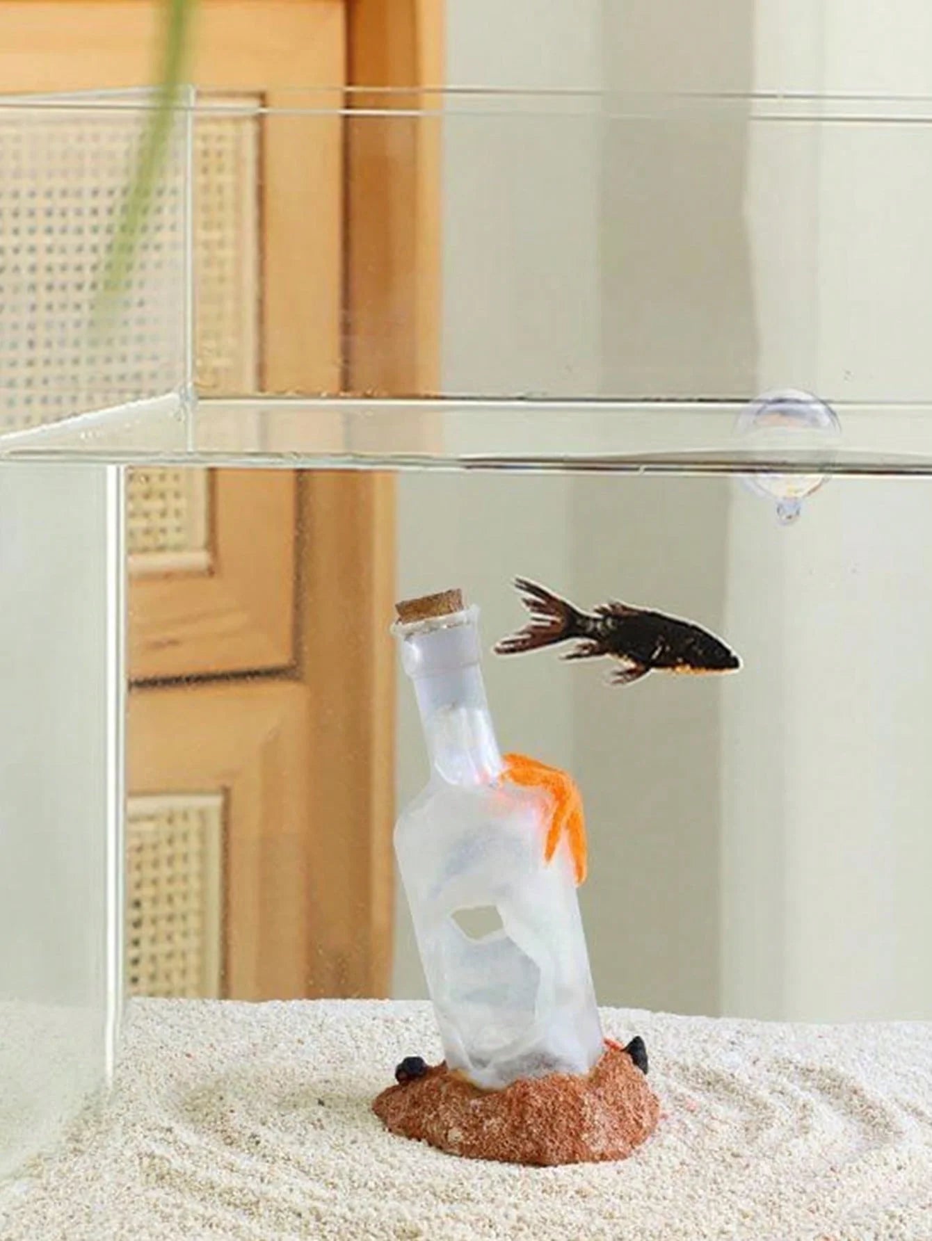 1pc-Fish Tank Decorations - Fish Tank Landscape Decorations with Drifting Bottle Design, Suitable for Aquatic Environments