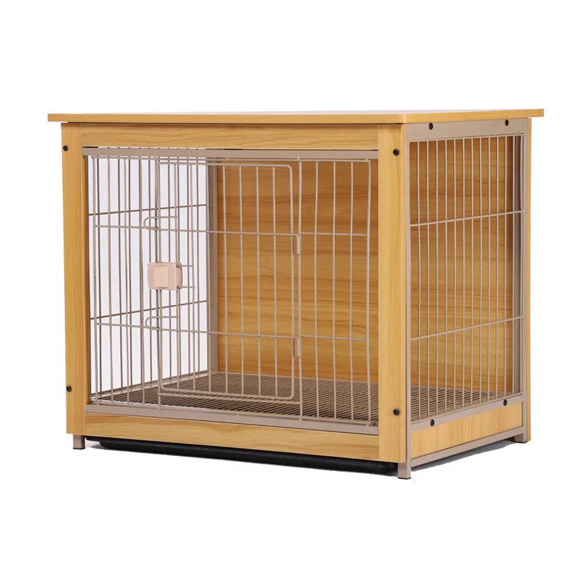 Dog Crate Wooden Pet Indoor Pen Home with Litter Box Separate Dog Kennel