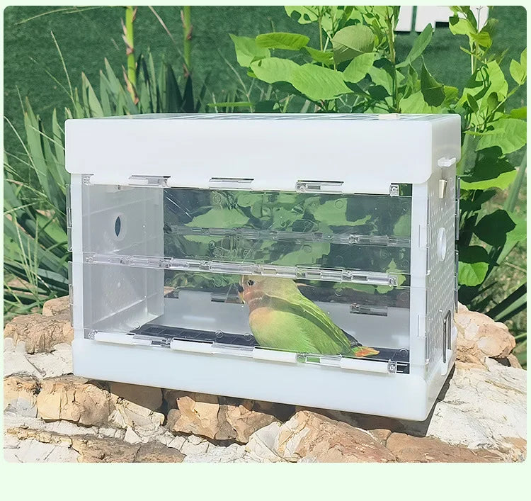 Portable Parrot Travel Cage Small Bird Cage for Budgies Lovebirds Foldable Carrier Outdoor