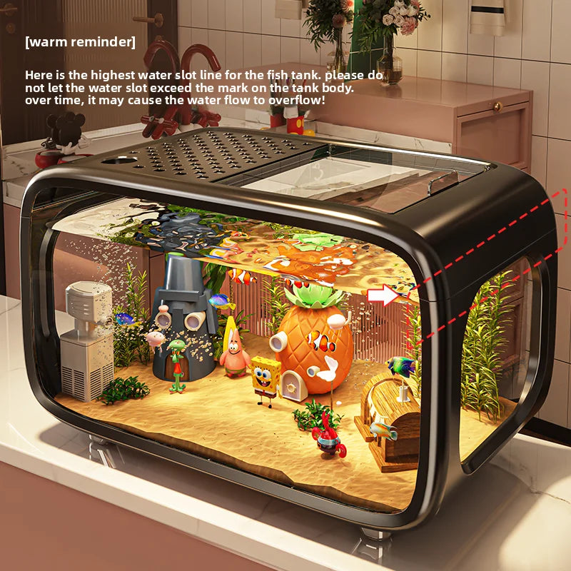 Home Living Room Ornamental Fish Tank Ecological Landscape Filtration Oxygen Generation Aquariums Multi-functional Feeding Tank