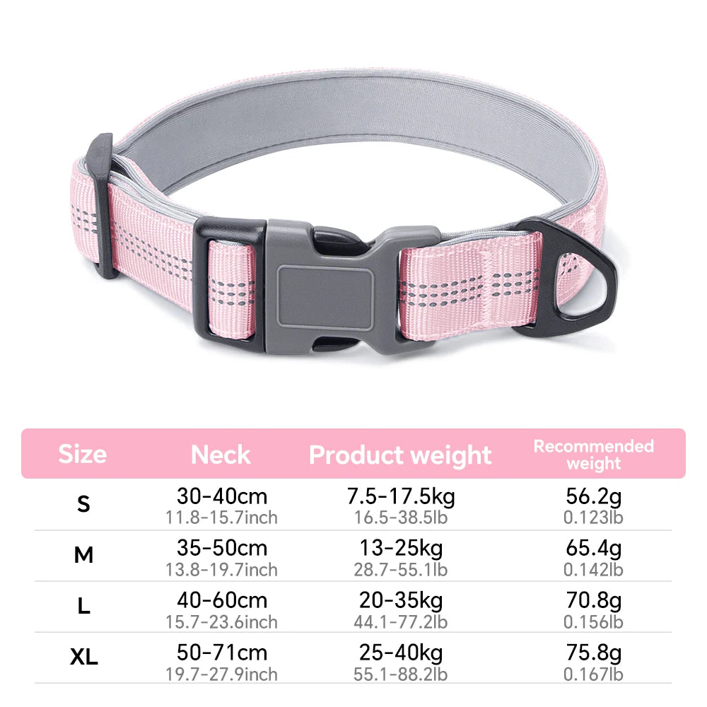 Dog Collar for Medium Dogs,Adjustable Pet Neck Band with Comfortable Soft Padding, Lifetime Durability, Heavy-Duty D-Ring