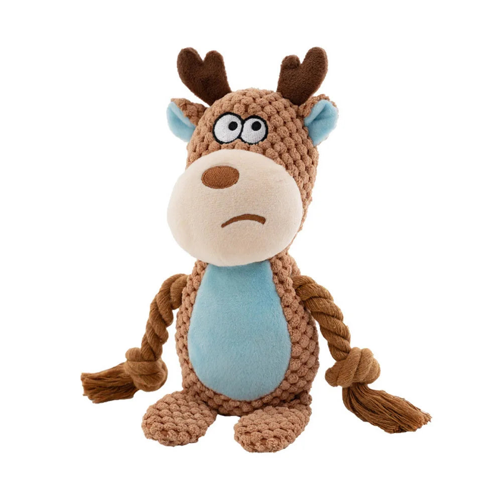 Dog Toys, Dog Squeaker Toys with Crinkle Paper, Stuffed Animal Dog Plush Chewing Toy, Cotton Rope Interactive Toys for Puppy