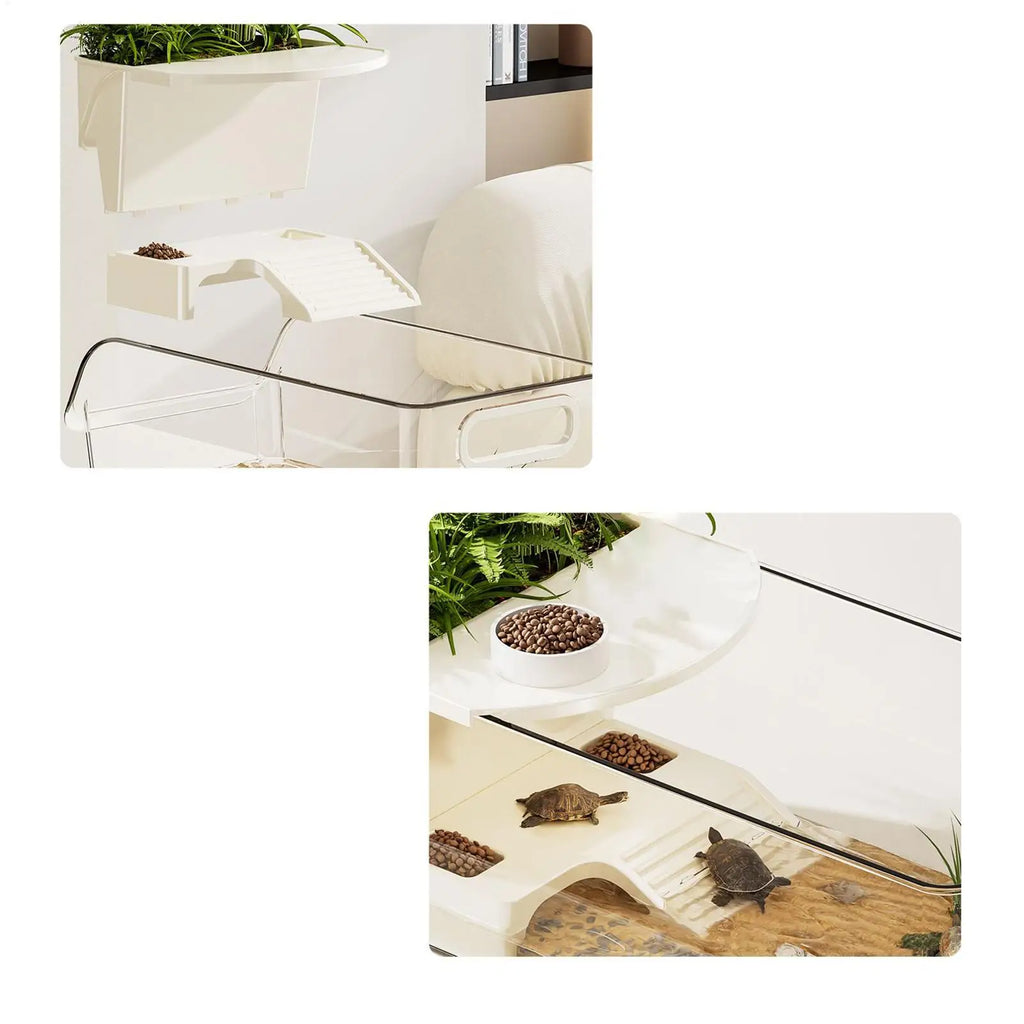 Turtle Tank Large Terrarium with Basking Plat Clear Tortoise Tank Reptile Enclosure for Tree Frog Salamanders Crayfish Small