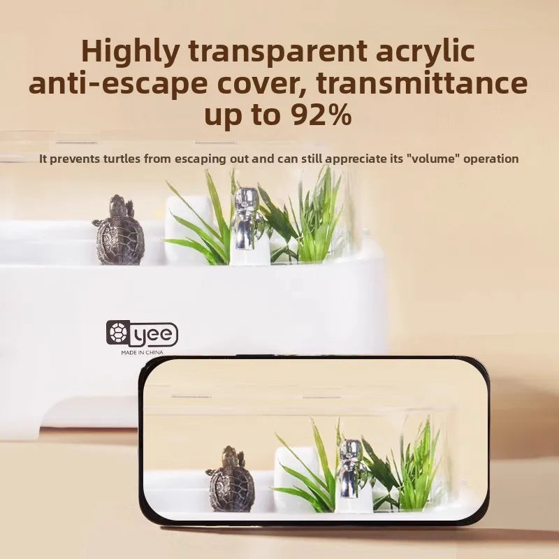 Reptile Habitat Tank with Basking Platform, Home Decorative Breeding Box for Tortoise, Sun Deck Aquarium for Aquatic Pets