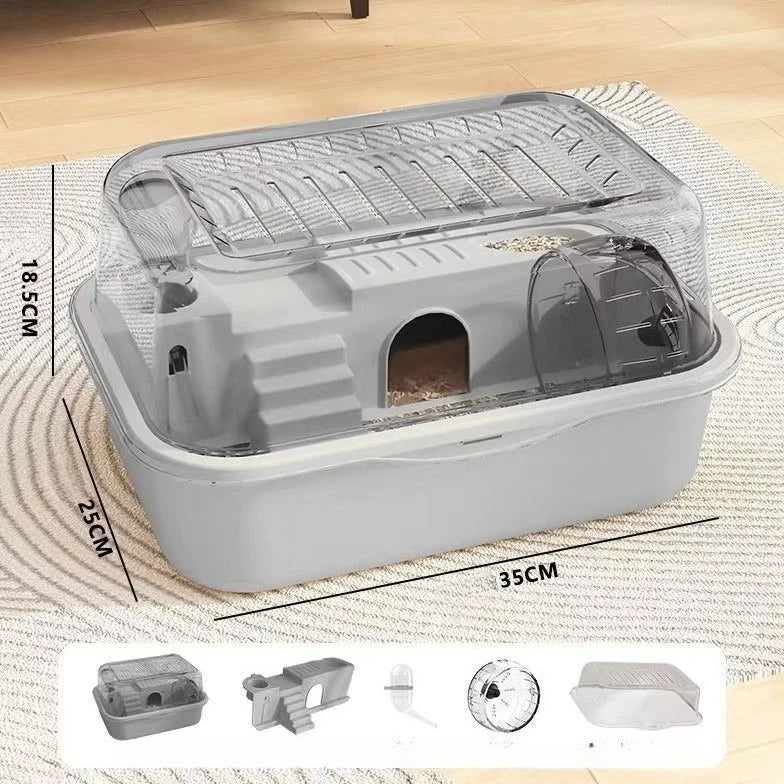 Hamster Cage Chewproof Large Hamster Accessories Cages and Habitats Openable Top with Acrylic Sheets Solid Built
