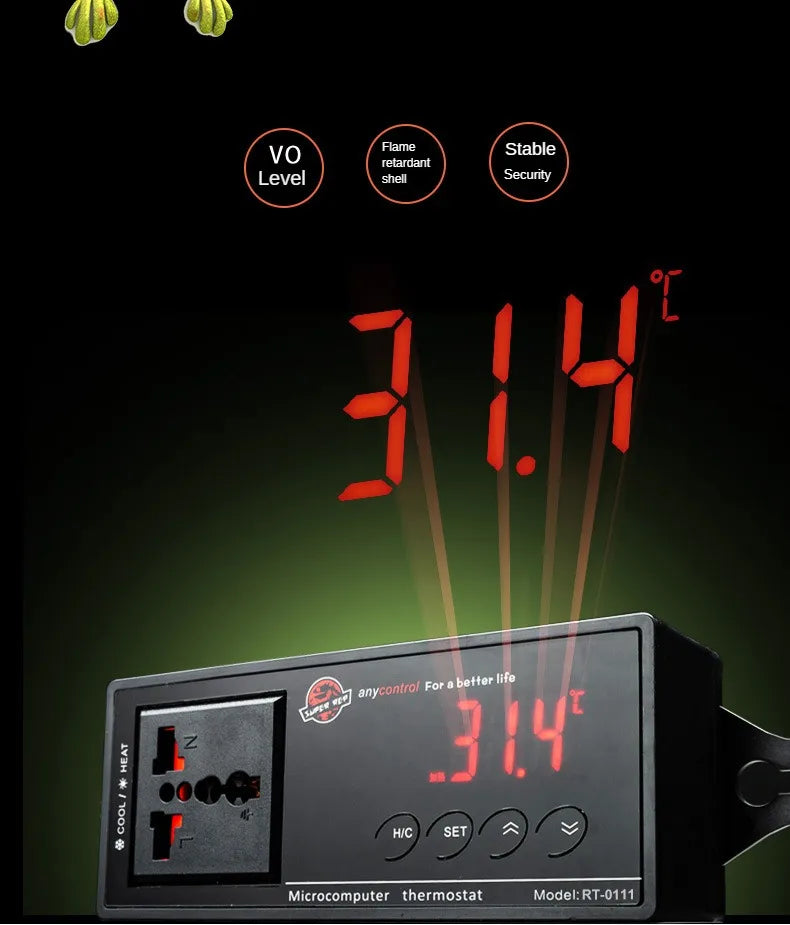 Reptile intelligent thermostat palace tortoise climbing pet feeding box UVA ceramic lamp heating pad temperature control