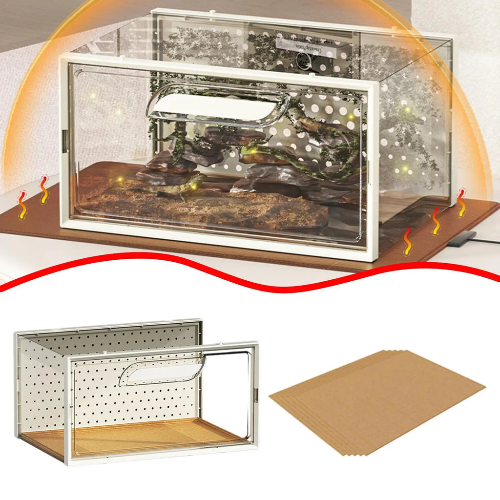 Reptile Terrarium, Breeding Tank, Breathable, Enclosure Cage, Reptile Feeding Box, Animal Habitat Cage for Geckos, Hamster