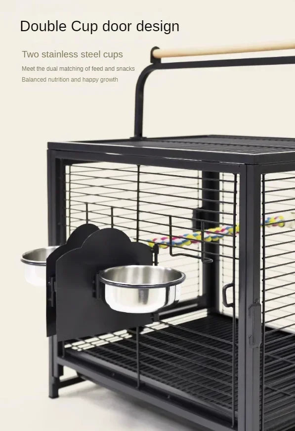 Travel Carrier Bird Cage Aviary For Bird Outside Iron Bird Cage Peony Tiger Pearl Parrot Carrying Cage 47.6 X 37.5 X 45.7 Cm