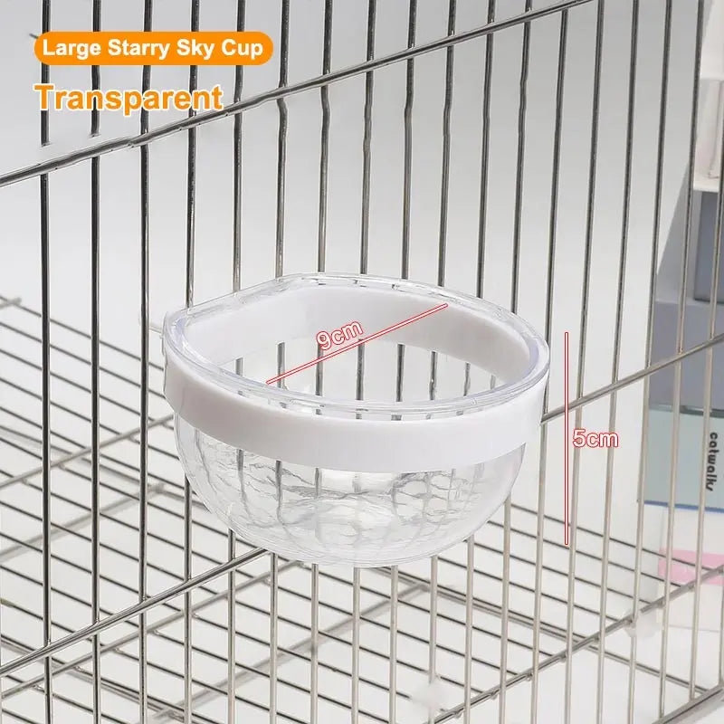 Bird Feeding Bowl Detachable Transparent Plastics Bowl Food Cup For Cage Convenient Hanging Parrots Water Feeder Pet Supplies