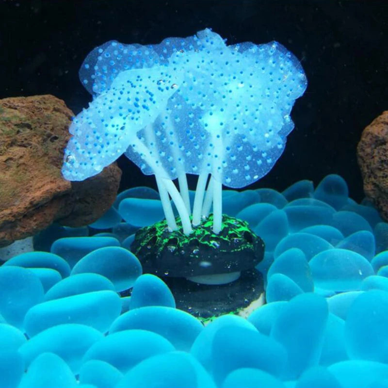 Fish Tank Simulation Decorations Luminous Silicone Underwater World Fluorescent Fake Coral Aquarium Scenery Colorful Sea Anemone