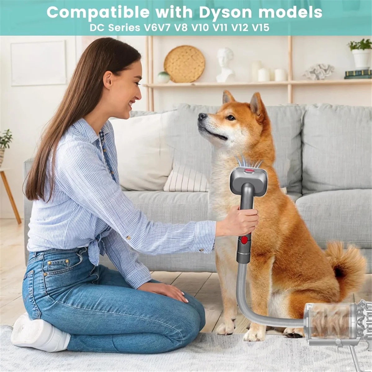 Latest Pet Dog Grooming Kit for Vacuum V7 V8 V10 V11 V12 V15,Dog Grooming Brush Attachment,Dog Hair Groomer Tools