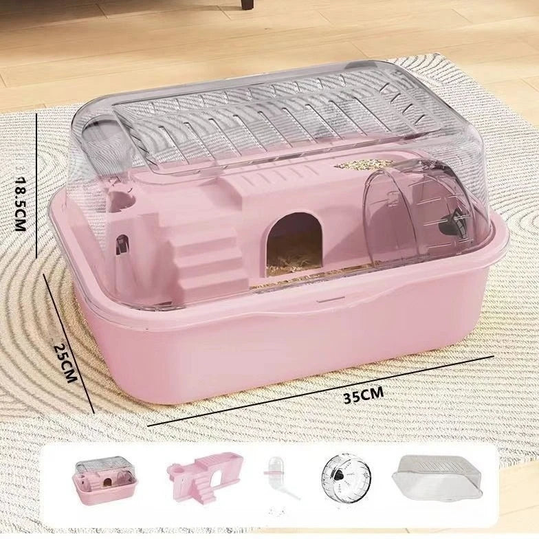 Hamster Cage Chewproof Large Hamster Accessories Cages and Habitats Openable Top with Acrylic Sheets Solid Built