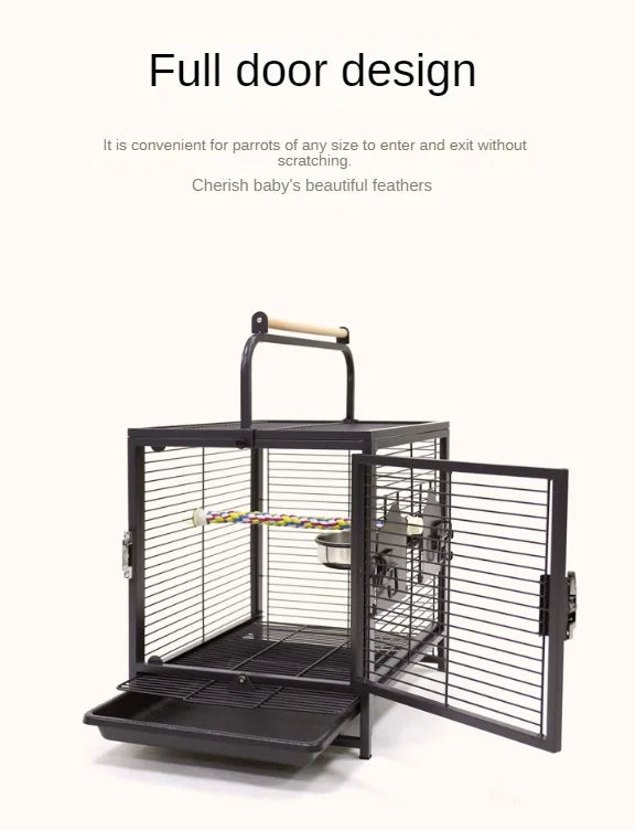 Travel Carrier Bird Cage Aviary For Bird Outside Iron Bird Cage Peony Tiger Pearl Parrot Carrying Cage 47.6 X 37.5 X 45.7 Cm