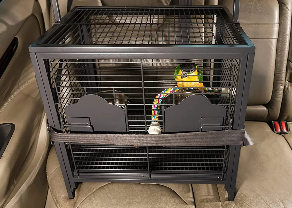 Travel Carrier Bird Cage Aviary For Bird Outside Iron Bird Cage Peony Tiger Pearl Parrot Carrying Cage 47.6 X 37.5 X 45.7 Cm
