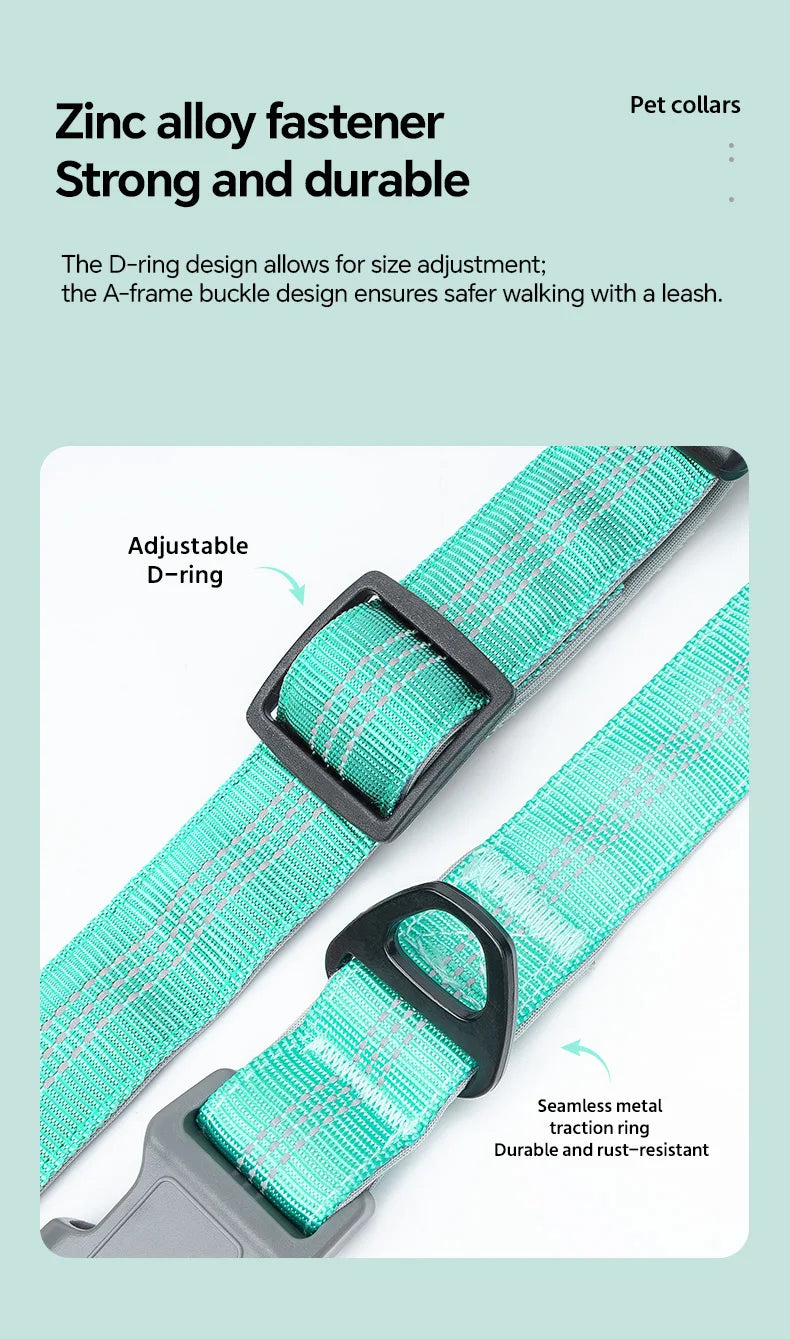 Dog Collar for Medium Dogs,Adjustable Pet Neck Band with Comfortable Soft Padding, Lifetime Durability, Heavy-Duty D-Ring