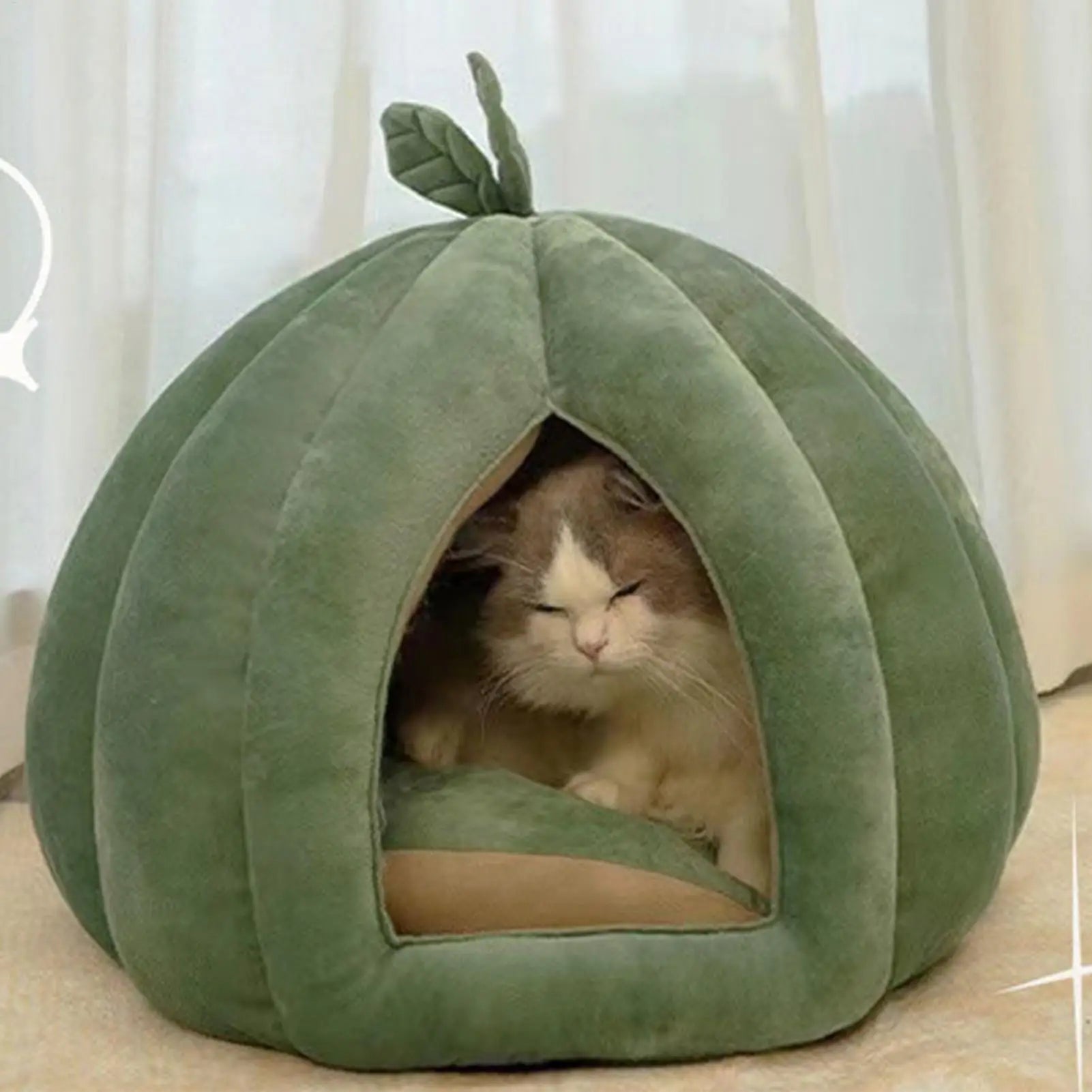Cat Beds For Indoor Cats Pumpkin Cat House Enclosed Cat Bed Cat Cave Thickened Halloween Pet Bed Cat Hideaway For Kittens Small