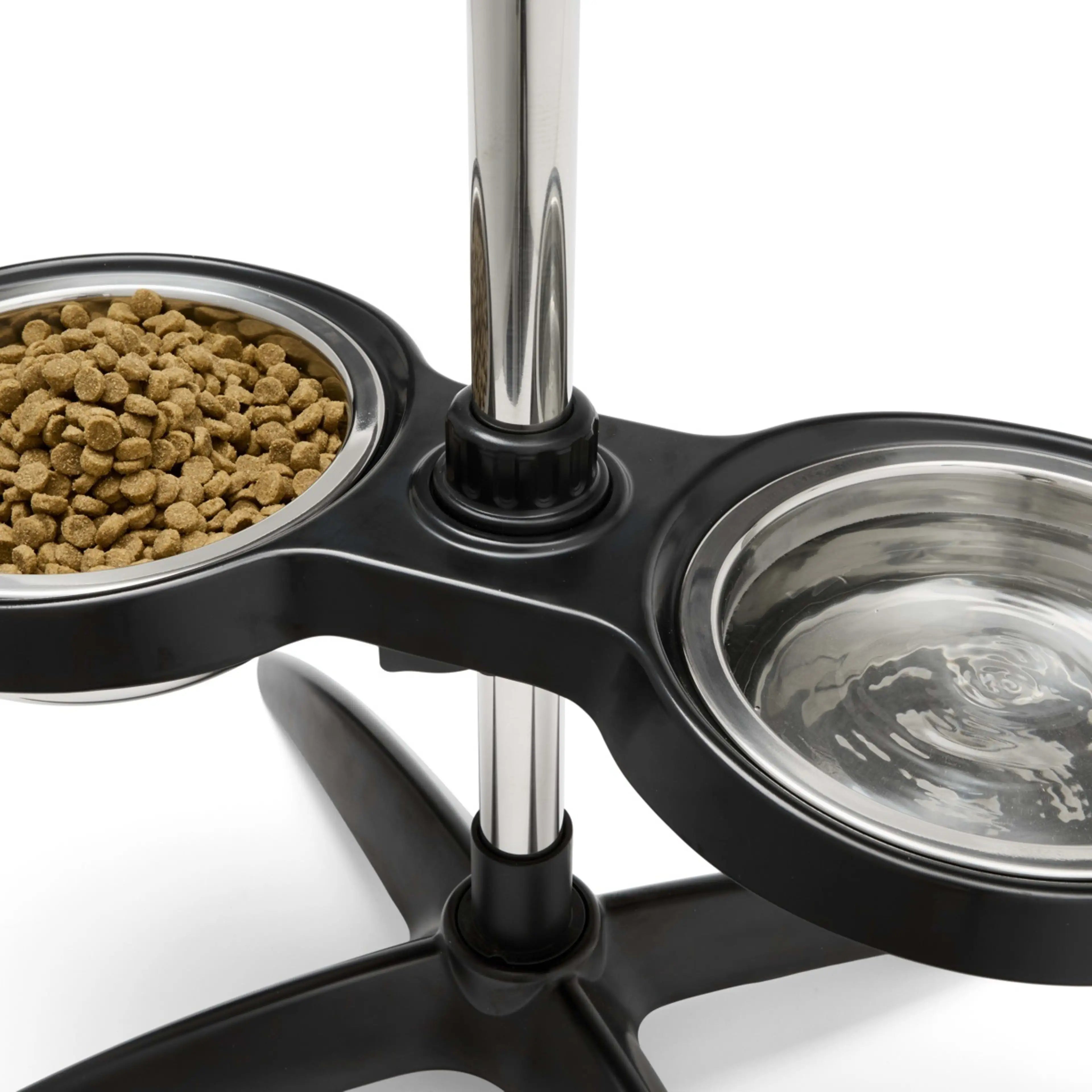 Elevated Raised Dog Bowl Stand with 2 Stainless Steel Bowls Adjustable Height for Medium Large Dogs