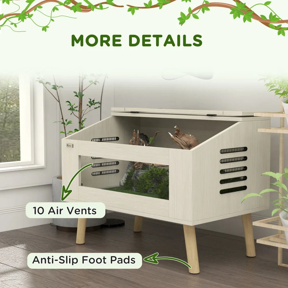 Reptile Terrarium 29 Gallon Top Opening Reptile Tank , For Snakes Lizard Chameleons Hamsters Gerbils, 31.5" X 20" X 24"