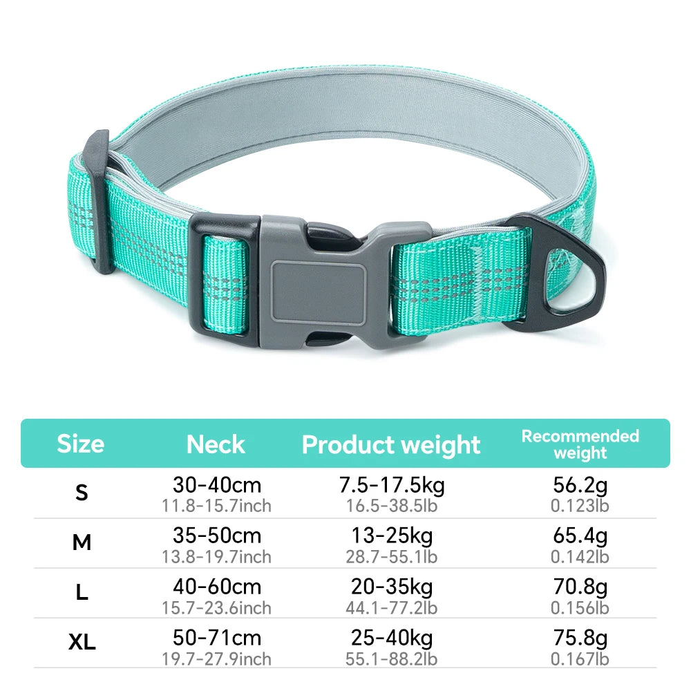 Dog Collar for Medium Dogs,Adjustable Pet Neck Band with Comfortable Soft Padding, Lifetime Durability, Heavy-Duty D-Ring