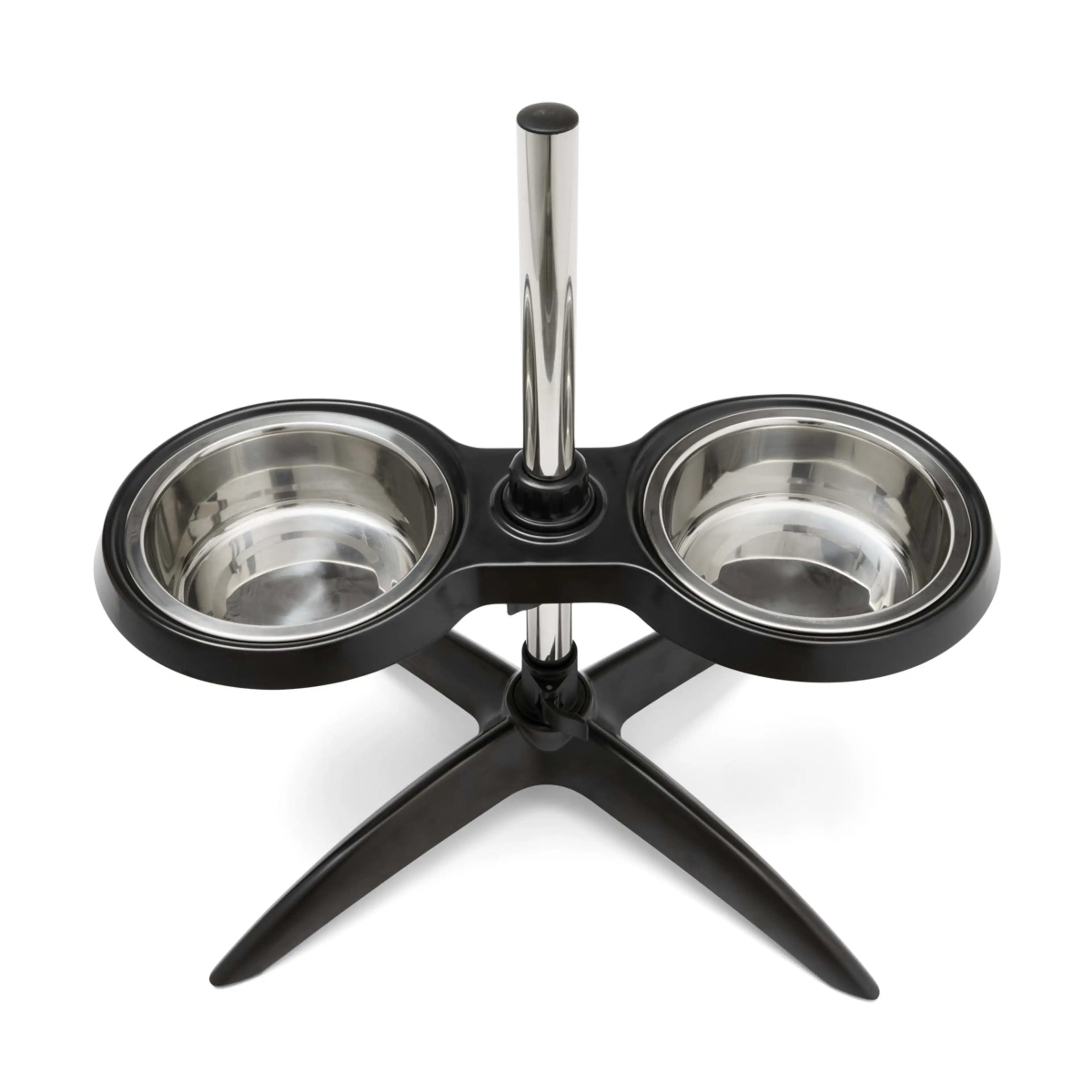 Elevated Raised Dog Bowl Stand with 2 Stainless Steel Bowls Adjustable Height for Medium Large Dogs