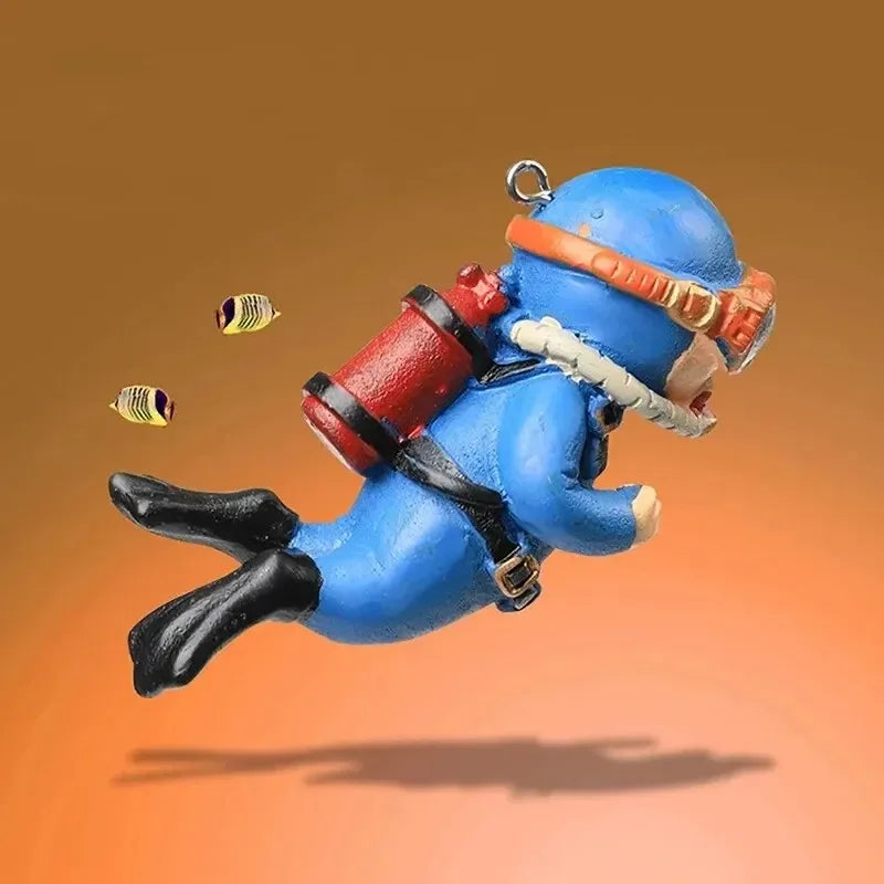 Fish Tank Diver Ornaments Landscape Decoration Aquarium Gifts Popular Floating, Hayao Miyazaki Blue Fatty with Ball and Line