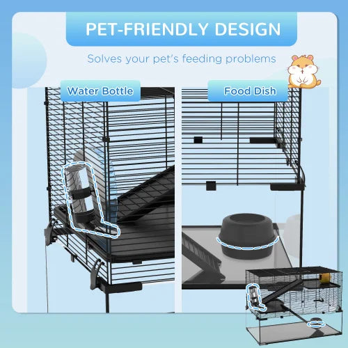 Three-tier Hamster Cage, With Quick Delivery, Glass Basin, Ramp And Sports Wheel, Suitable For Small Hamsters.