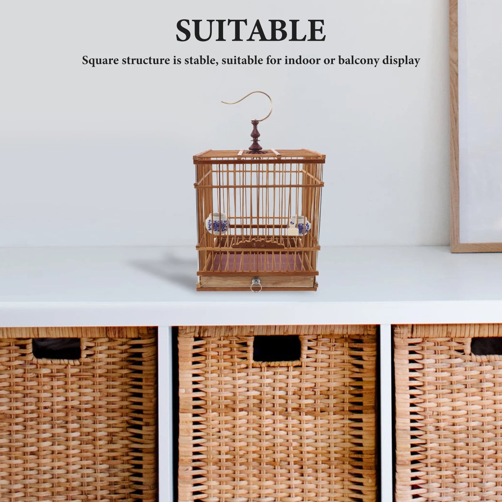 Bamboo Bird Cage for Pet Birds Songbirds Canary Small Parrots Finch Pets Birdcages