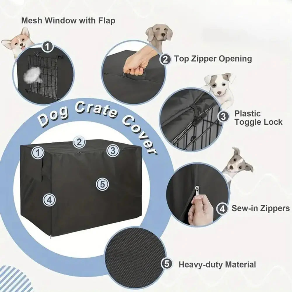 Oxford cloth Dog Kennel Cover Waterproof Windproof Pet Crate Protective Dog Kennel Cover Universal Fit For Indoor Outdoor Crates