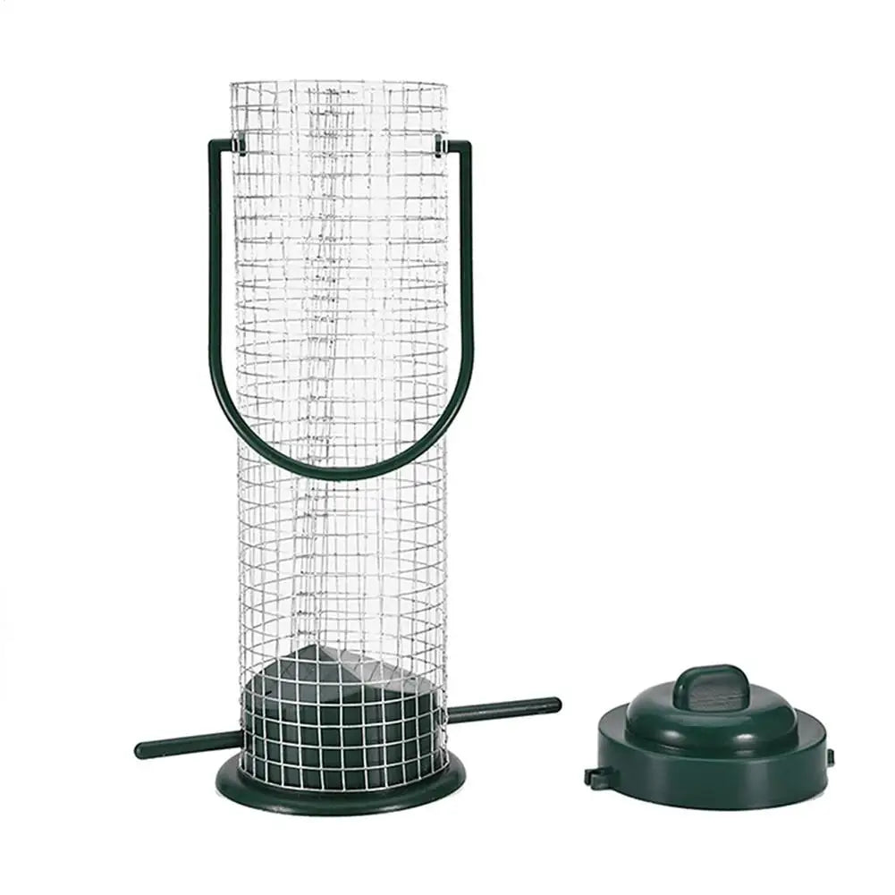 Pet Bird Hanging Feeders Outdoor Pet Parrot Seeds Food Feeder Wild Bird Grid Food Dispensers Yard Garden Bird Feeding Device