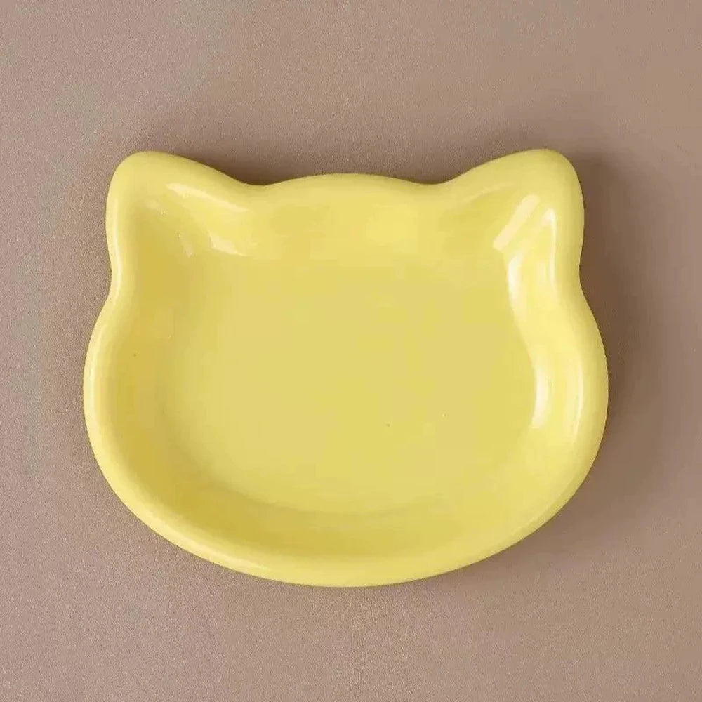 1PC Cat-Shaped Pet Bowls, Pastel Color Cute Animal Design, Non-Slip Pet Food Dish, Ideal for Cats, Trendy Pet Accessory for Home