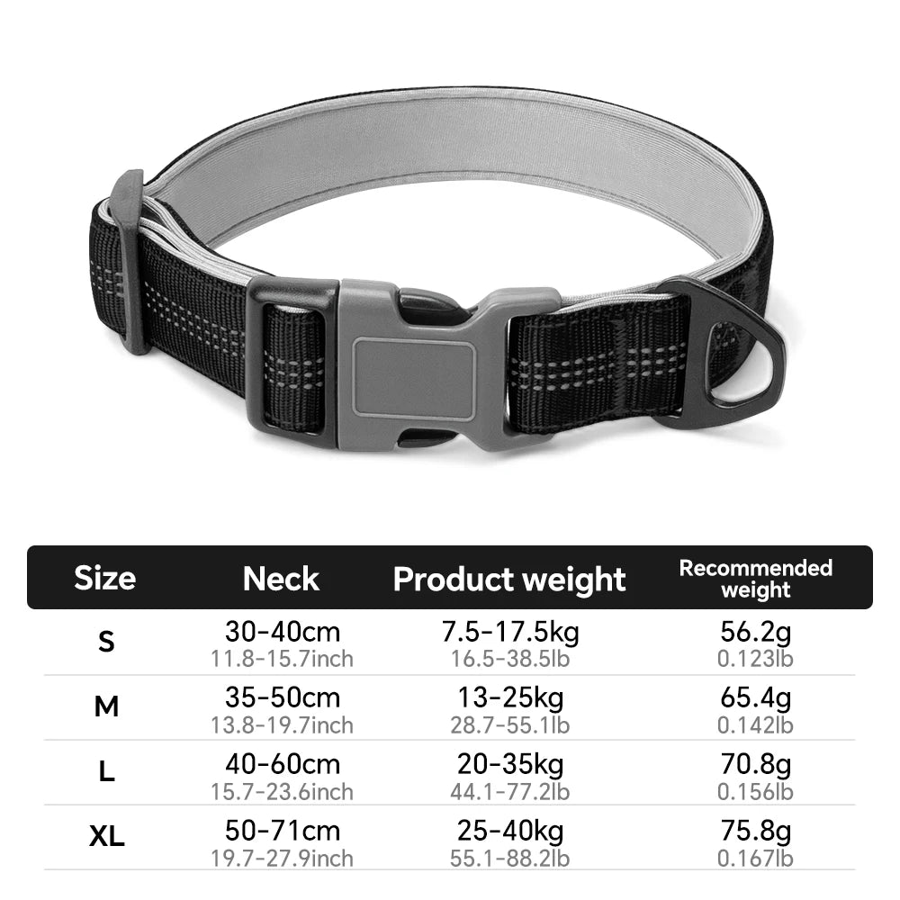 Dog Collar for Medium Dogs,Adjustable Pet Neck Band with Comfortable Soft Padding, Lifetime Durability, Heavy-Duty D-Ring