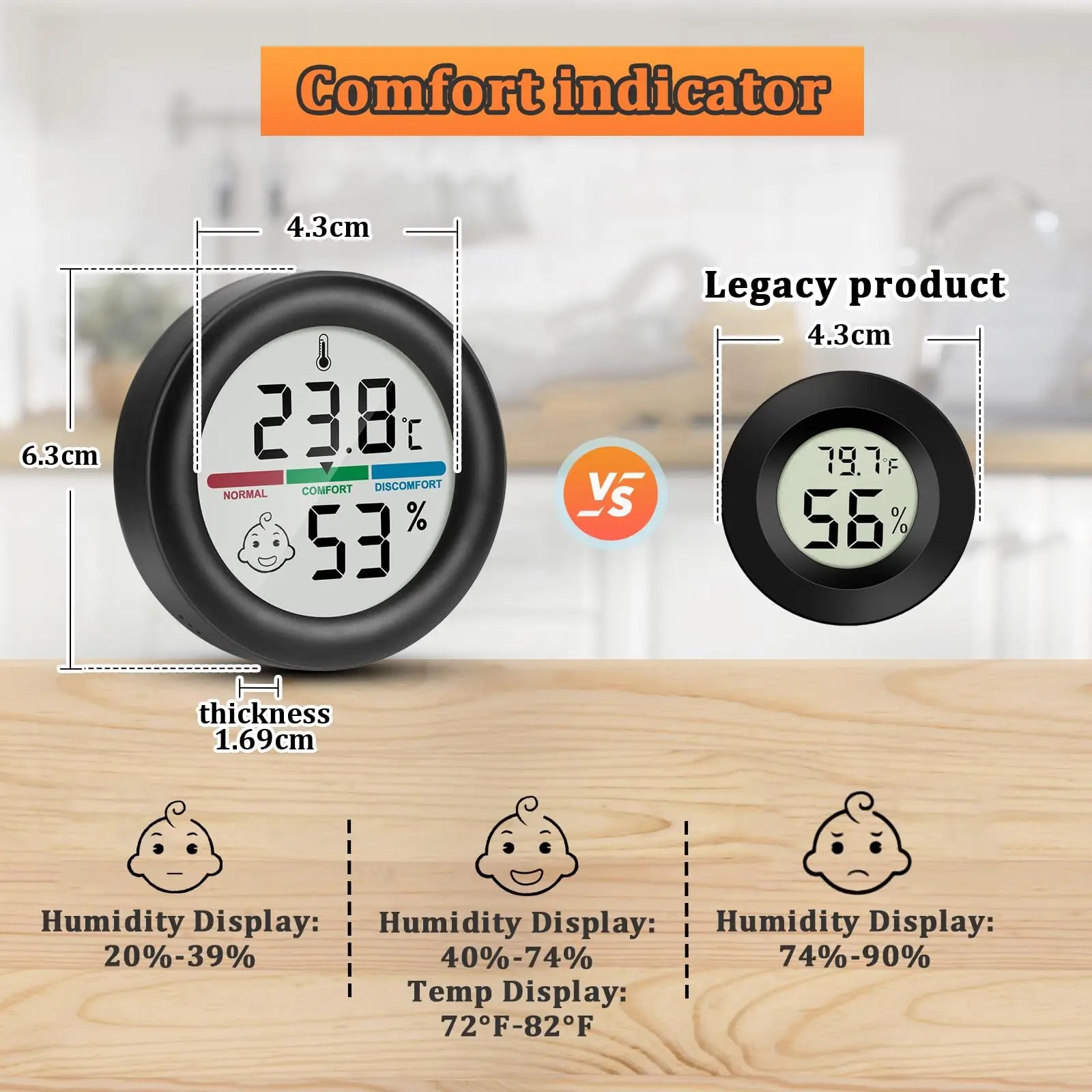 Reptile Tank Thermometer, Mini Digital Hygrometer Thermometer Gauge, Indoor Temperature Humidity Meter for Reptile Terrarium
