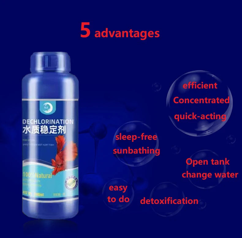 Fish Tank Water Purifier, Tropical Ornamental Fish, Chlorine Removal, Fishbowl, Change Water Stabilizer, 260ml