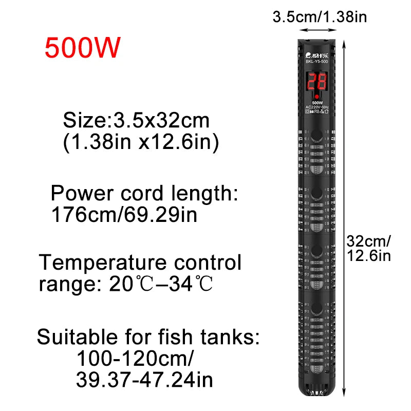 Aquarium Heater Fish Tank LCD Display Digital Thermostat Submersible Water Heating Rod Constant Temperature Control 220v