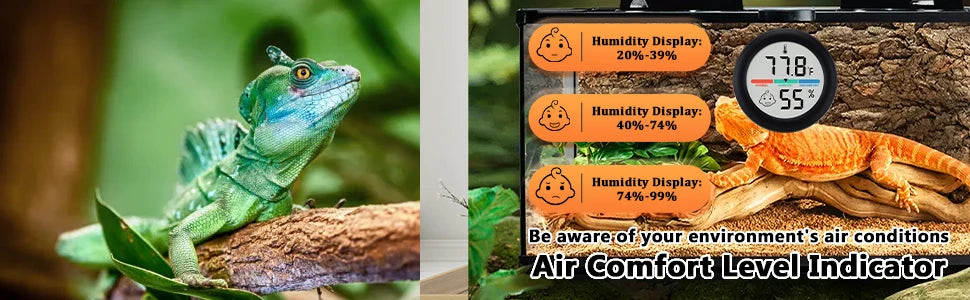 Reptile Tank Thermometer, Mini Digital Hygrometer Thermometer Gauge, Indoor Temperature Humidity Meter for Reptile Terrarium