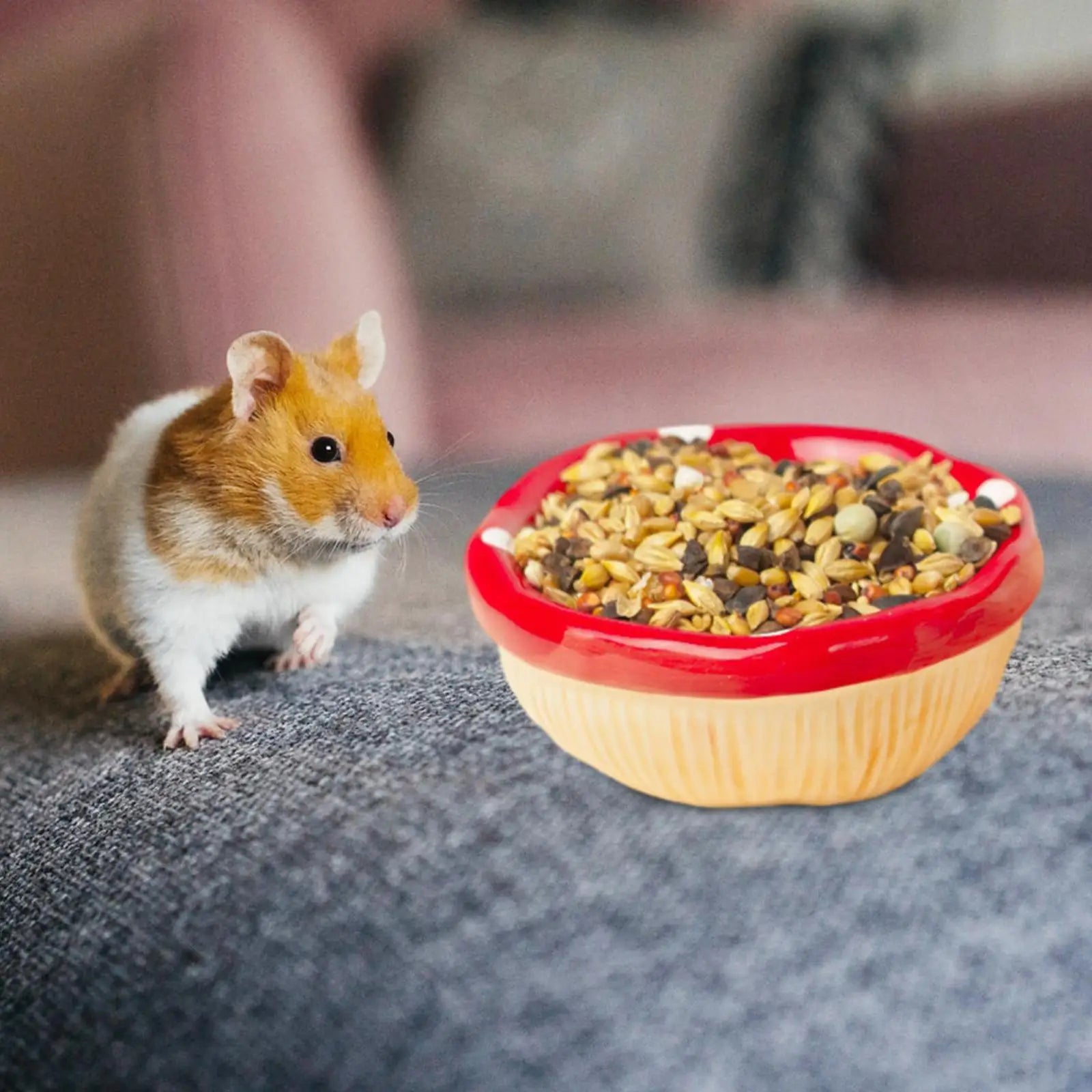 Ceramic Hamster House Multipurpose Durable Creative Furniture Food Bowl for Dwarf Hamster Ferret Hedgehog Gerbils Small Animals