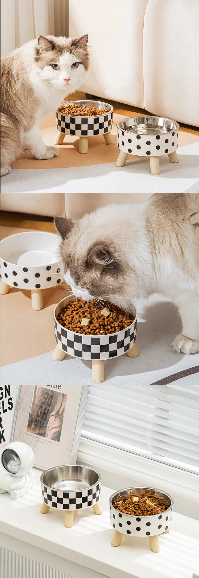 Cat Bowls New Stainless Steel Raised Cat Bowl Pet Food and Water Bowls Anti-Slip Pet Feeders for Cats and Dogs Pet Product