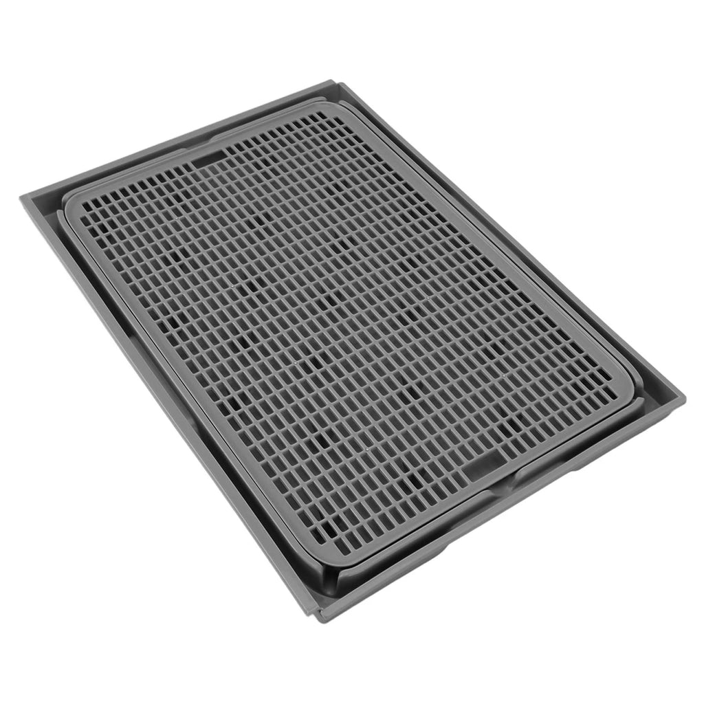 Cat Litter Box Mat 41x28x2cm Spacious Plastic Double Layer Washable Cat Litter Catcher Mat with Anti Slip Bottom Pet Supplies
