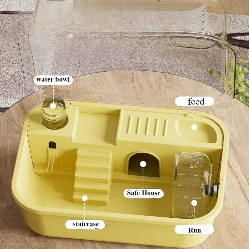 Hamster Cage Chewproof Large Hamster Accessories Cages and Habitats Openable Top with Acrylic Sheets Solid Built